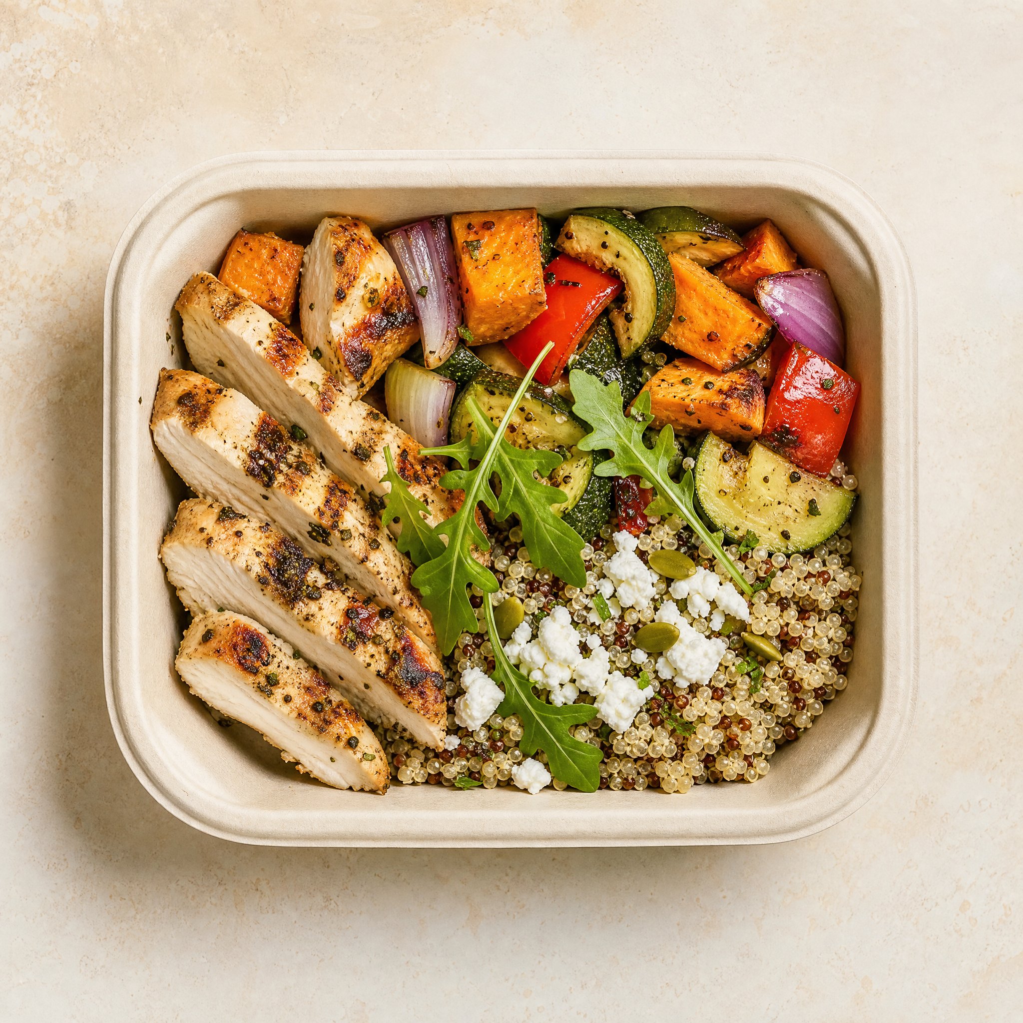 Repas préparé complet, prêt à emporter