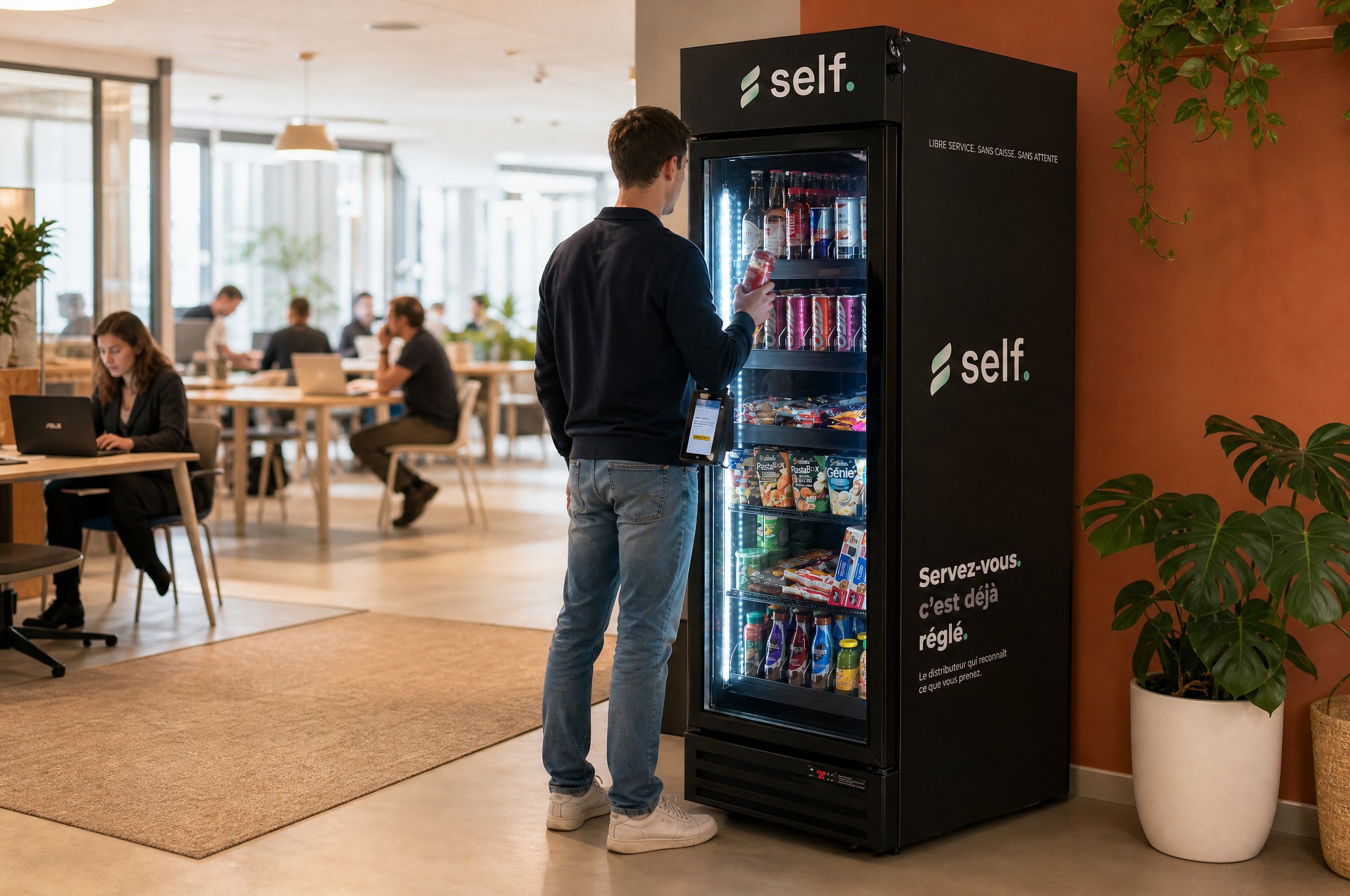 Le distributeur self. dans un espace de coworking